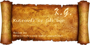 Kutrovácz Gábor névjegykártya